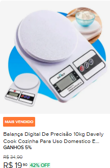 Balança Digital De Precisão 10kg Davely Cook Cozinha Para Uso Domestico E Profissional Fitness Ideal Para Dietas Treinos Alimentos Confeitaria Nutrição Branco