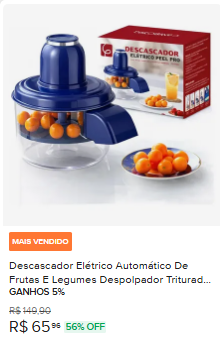 Descascador Elétrico Automático De Frutas E Legumes Despolpador Triturador Mixer Multiuso Uvas, Tomate Cereja, Acerola, Jabuticaba, Juá Copo Resistente Cor Azul