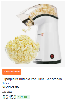 Pipoqueira Britânia Pop Time Cor Branco